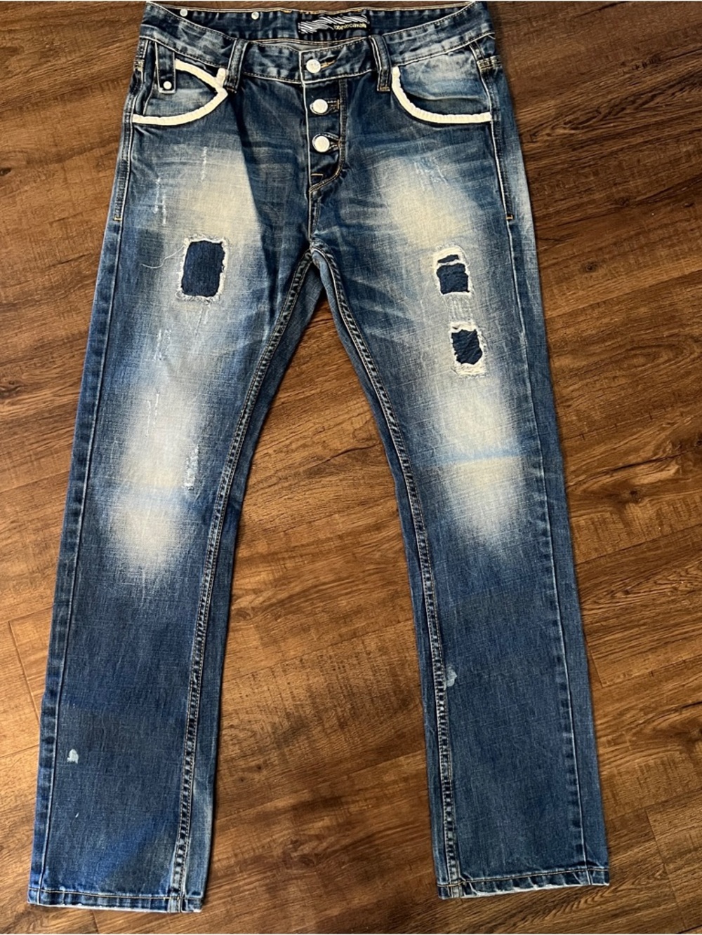 Roberto Cavalli Y2K Distressed Jeans Men’s Size 33 Button Fly Designer Denim